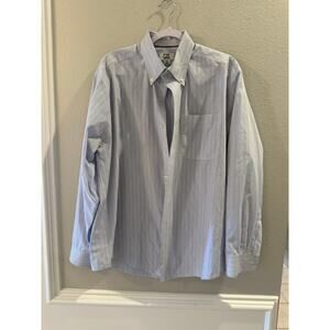 Cutter & Buck Men's Blue Stripe Oxford Long Sleeve Button Up Kellogg's Size L